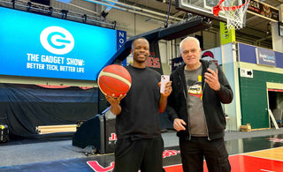 Denzel from Simply British Ballers. (SBB.) stands with Jon Bentley from Channel 5's gadget show ahead of their collaborative episode